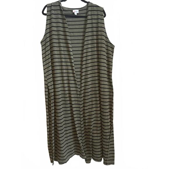 LuLaRoe Sweaters - LuLaRoe Sleeveless Striped Long Cardigan Vest Size Large